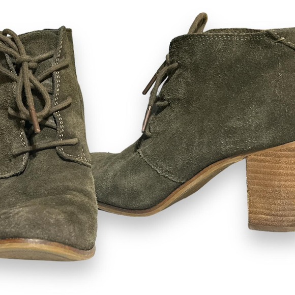 Toms Boho inspired Green Suede Laced Ankle Booties (7.5) - Picture 4 of 4